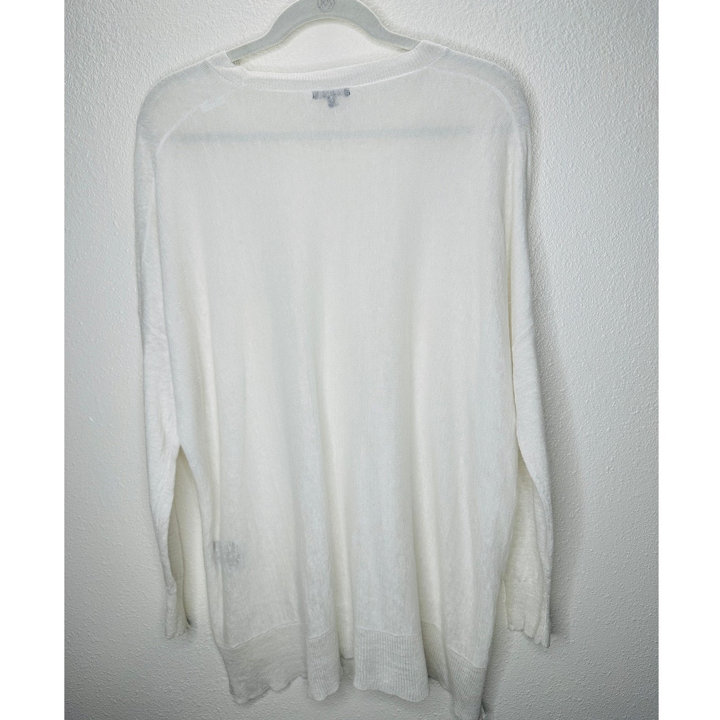 Pure Amici Ivory Round Neck Long Sleeve High Low Thin Sweater L