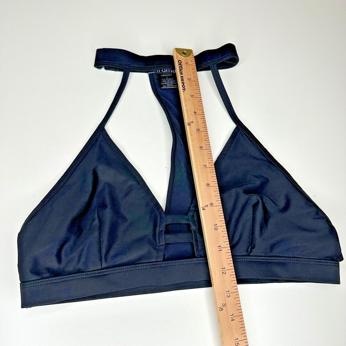 Chromat Black T-Racerback Stretch Halter Sports Bra Bikini Top Large