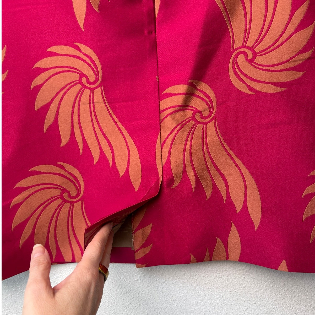 Dries Van Noten Fuchsia Peach Shell Silk Skirt US 12