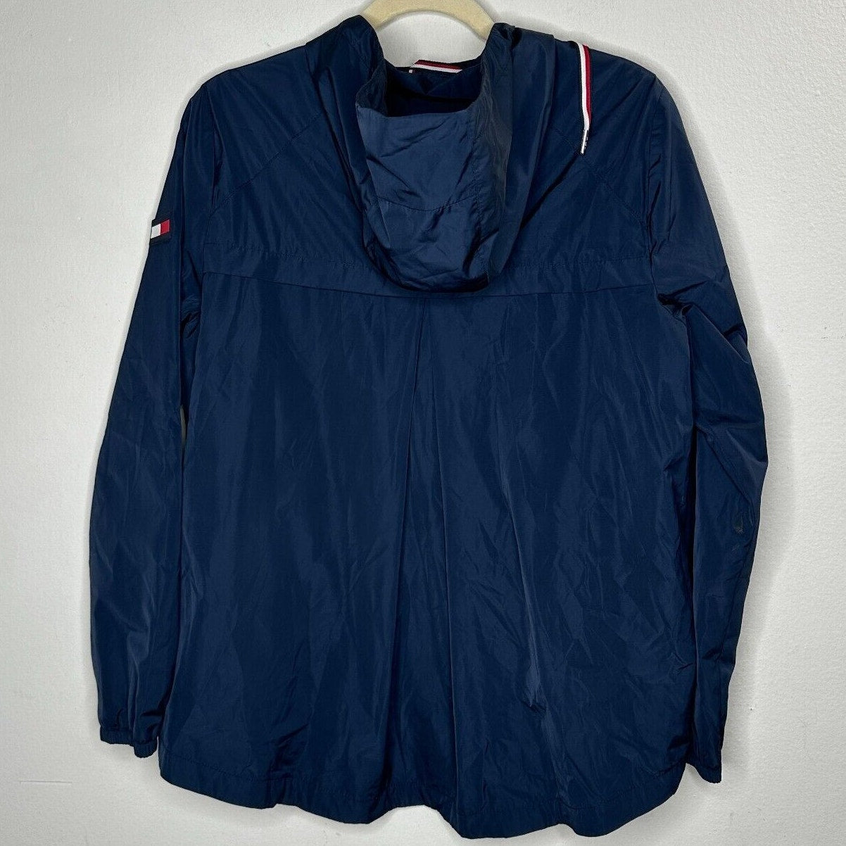 Tommy Hilfinger Navy Blue Red Trim Hooded Long Sleeve Zip Windbreaker Jacket S