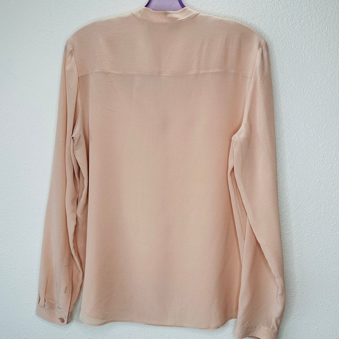Stella McCartney Eva 100% Silk Muted Pink 3/4 Button Long Sleeve Blouse 42 / M