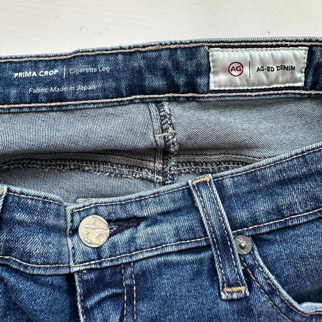 AG-ED Adriano Medium Light Wash Prima Crop Cigarette Leg Jeans 30