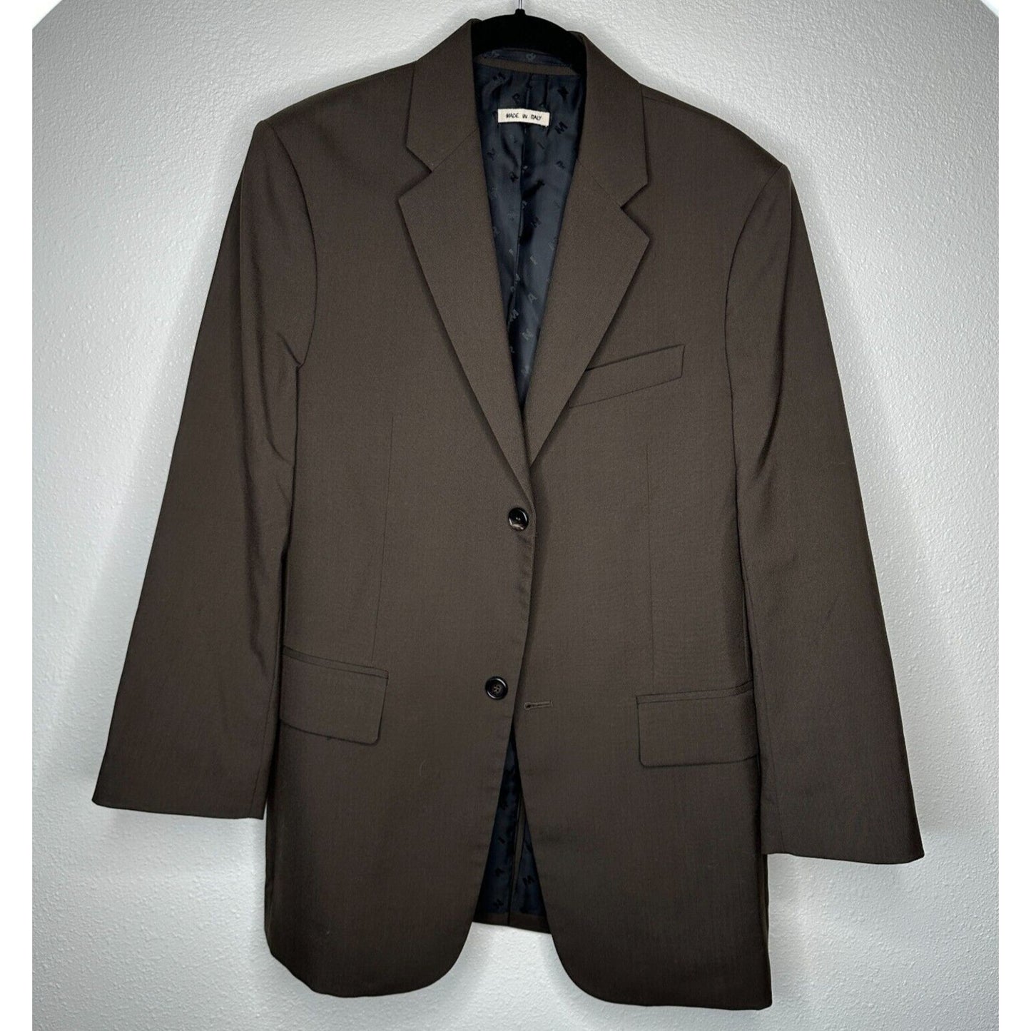 Marni Rich Chocolate Brown Two Button Notched Collar Wool Blazer Jacket 44