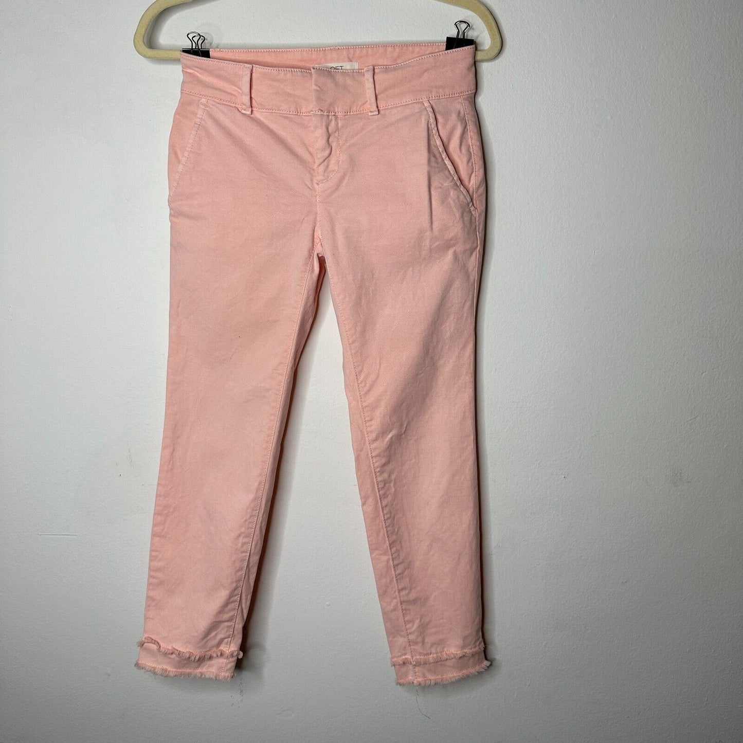 Loft Pastel Pink Peach Cute Double Frayed Skinny Crop Pant Chino Zip 00P