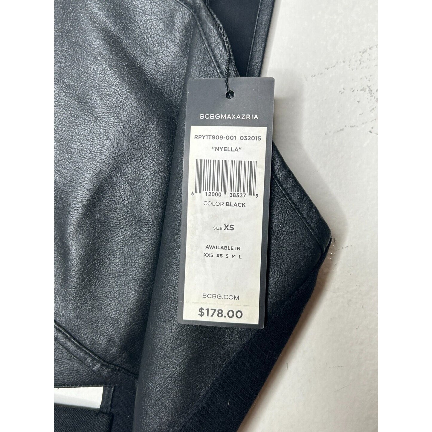 NWT BCBGMAXAZRIA Black Leatherette Nyella Criss Cross Sleeveless Crop Top XS