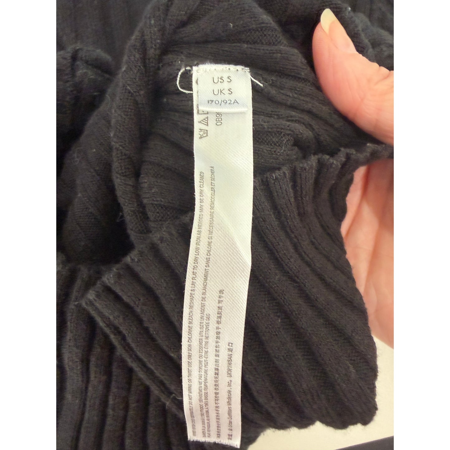 Free People Little Cutie Black Ribbed Cardigan US S