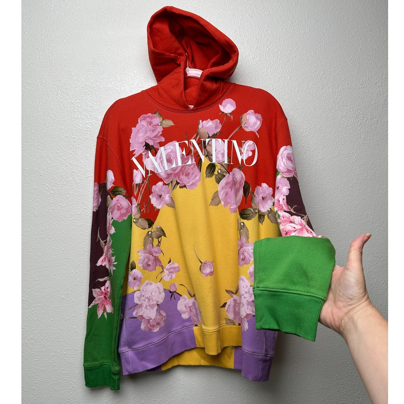 Valentino multicolor floral graphic hoodie Men’s US XL cotton-blend