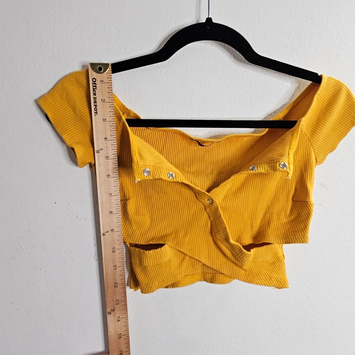 Mustard Take It Or Leave It Off Shoulder Crop SnapTop XS