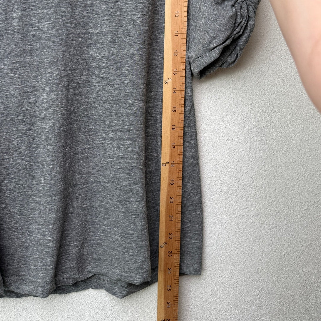 A.L.C. T Shirt Gray Puff Sleeve Women US S Crewneck Cotton
