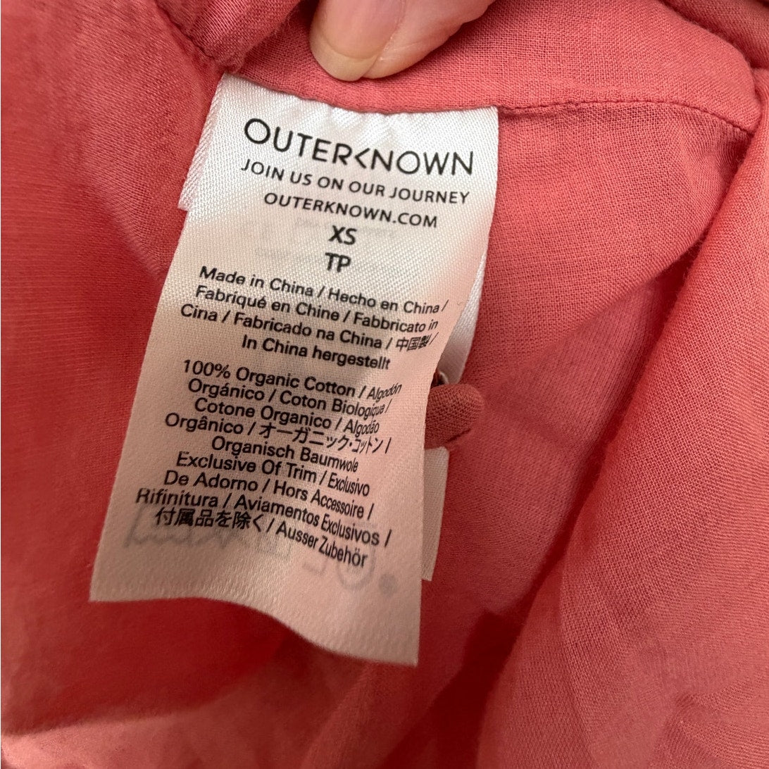 Outerknown Canyon Ruffle Maxi Dress Coral Swiss Dot Cotton Women's US XS