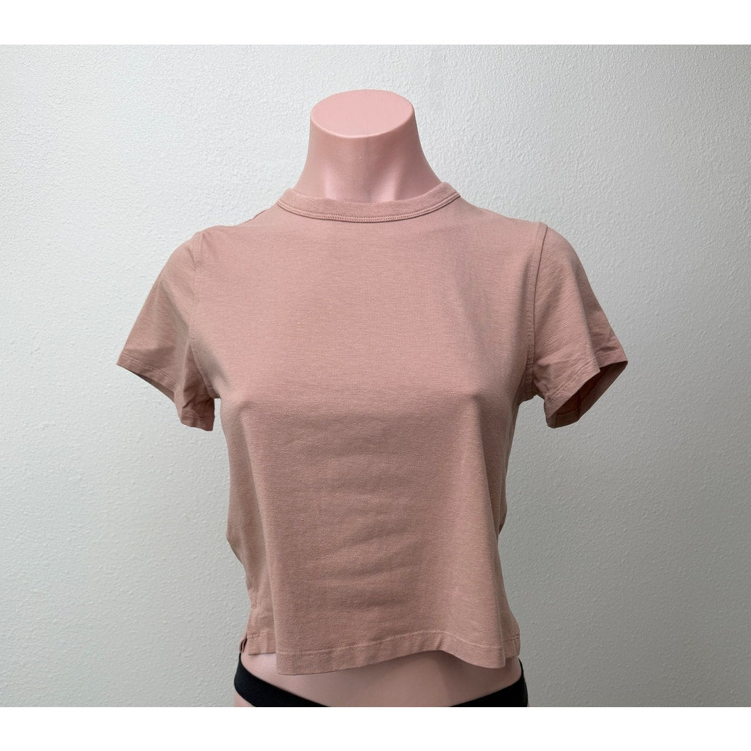 Lululemon Tan Cropped Tee Women 2 Cotton Blend