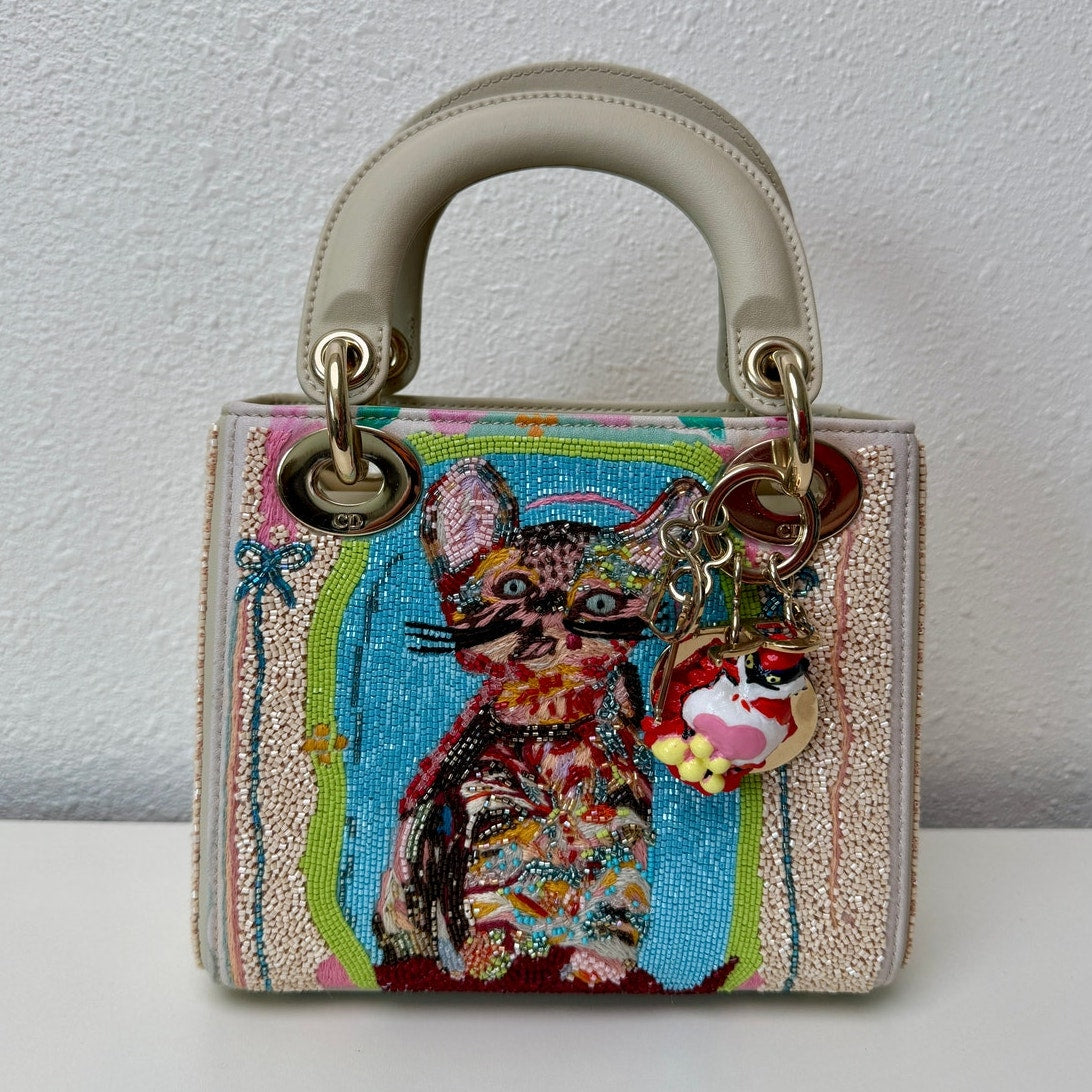 RARE Christian Dior Lady Art #6 Genevieve Figgis Mini Lady Dior Beaded Bag