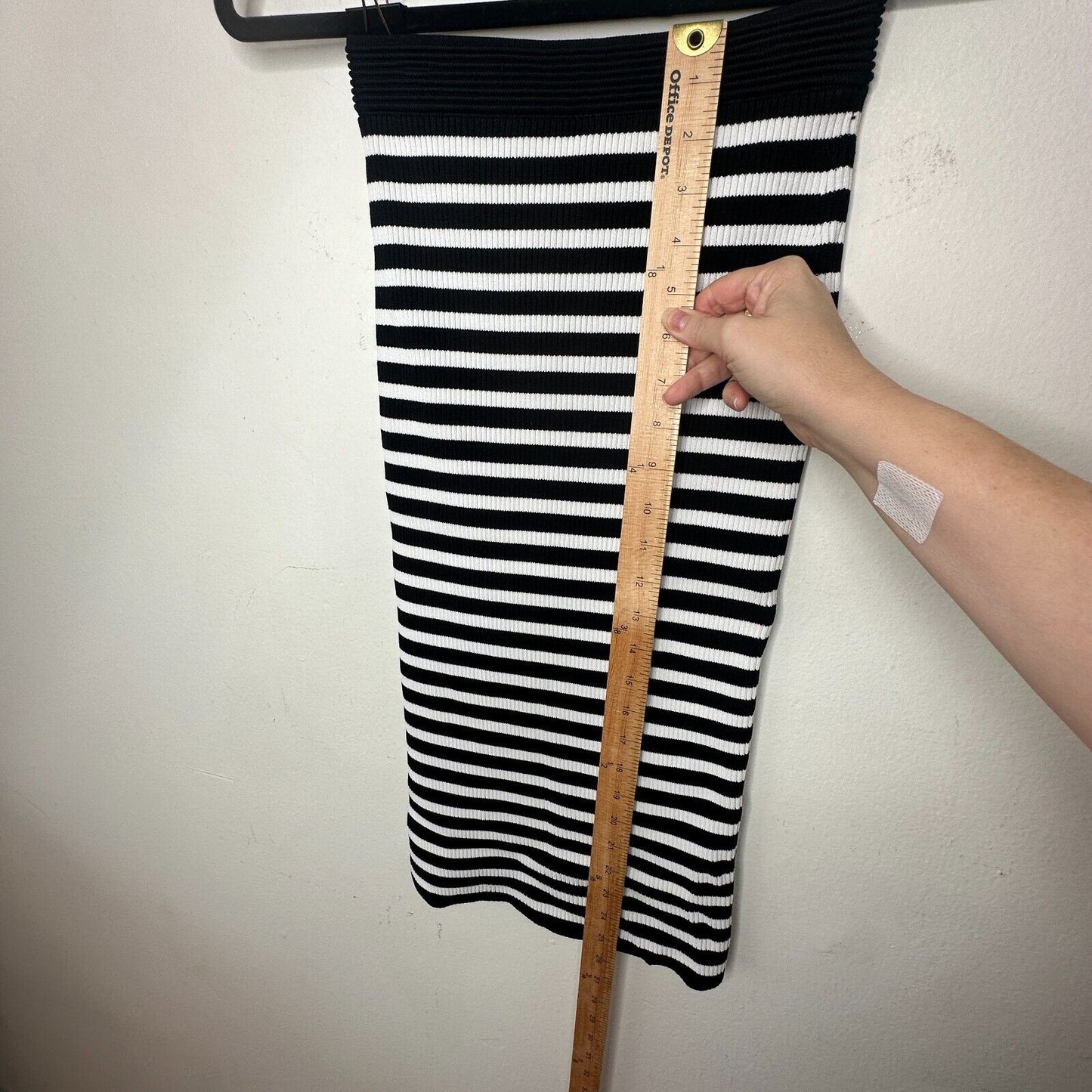 Michael Kors Black & White Striped Stretch Bodycon Tube Maxi Skirt XXS