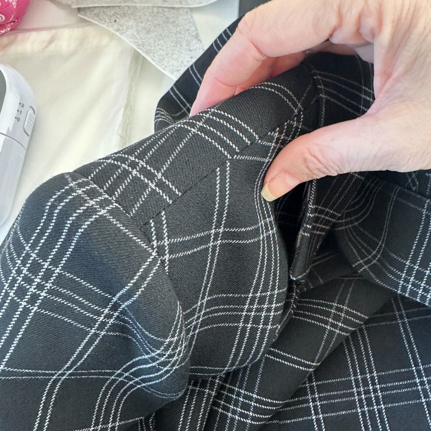 Ron Herman Black & White Stripe Plaid 3 Button Blazer Satin Dot Lining 5