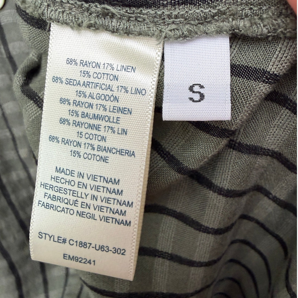 Cloth and Stone Green Plaid Puff Sleeve Linen Buttondown Women's US S