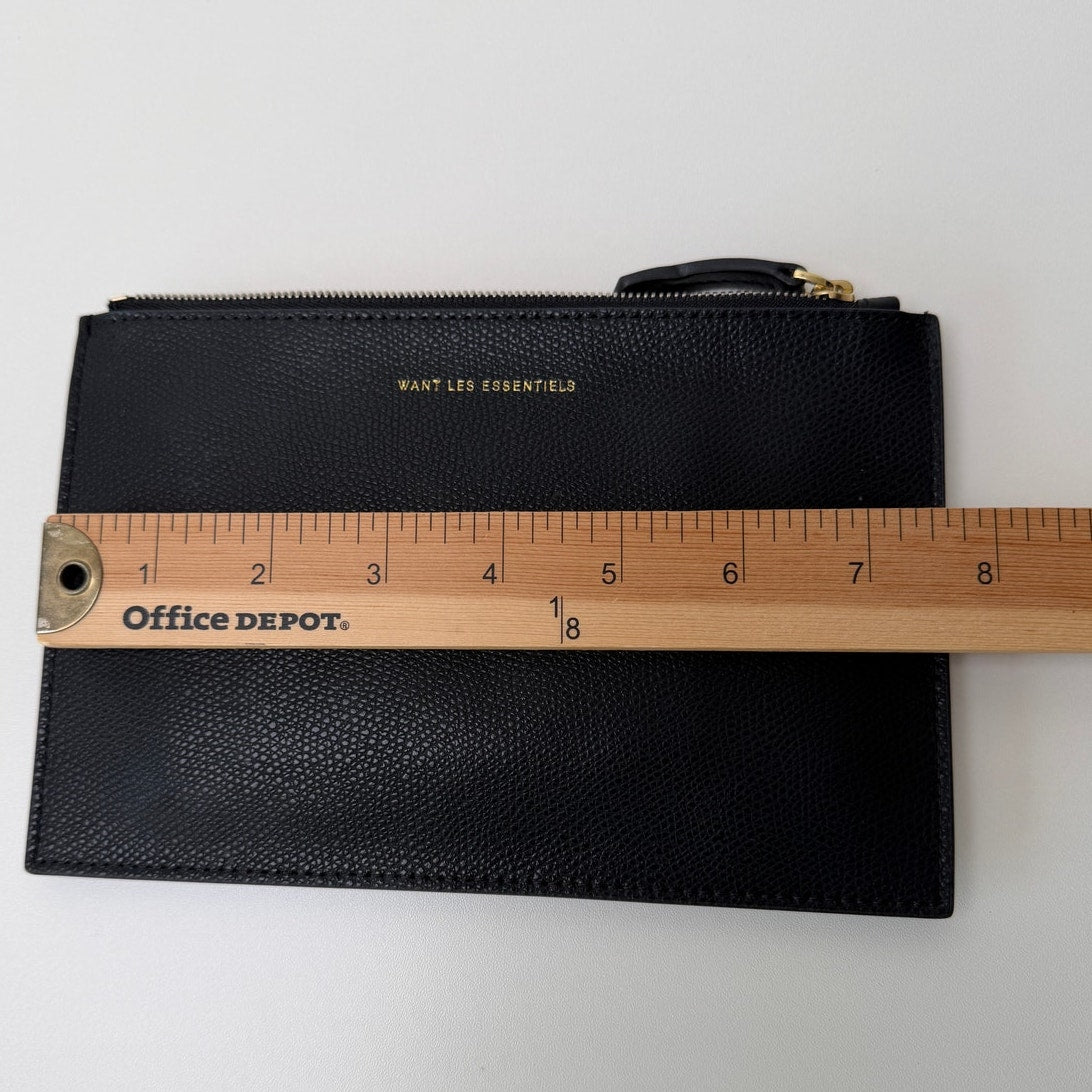 NWOT Want Les Essentiels Black Leather Zip Wallet Clutch Pouch