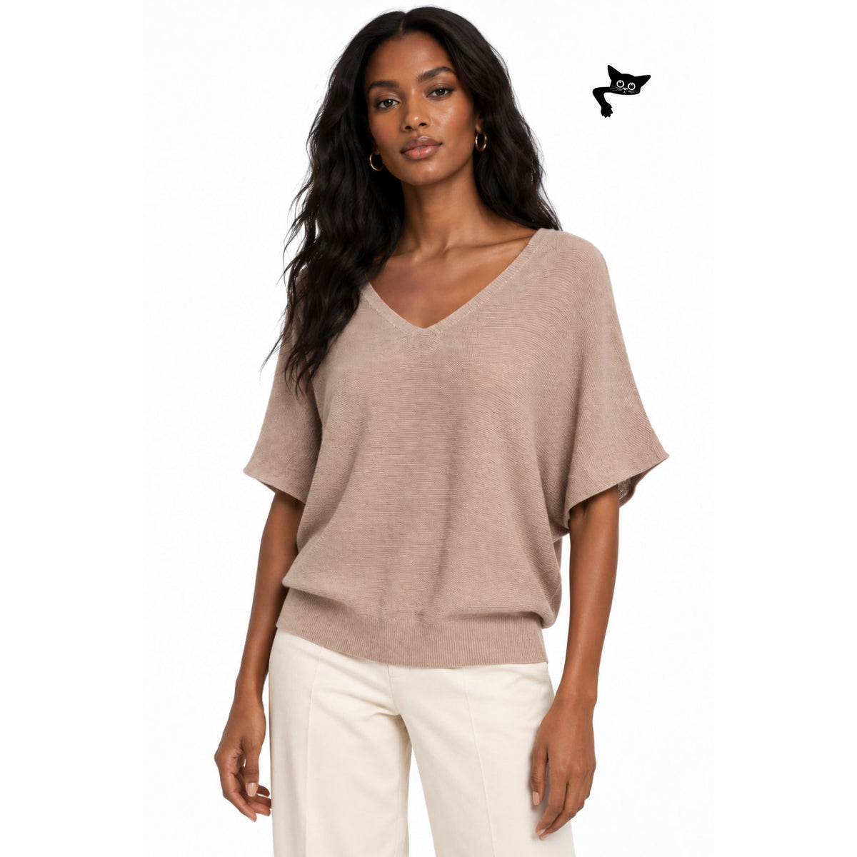 The Reset R Label Essential Pullover Mauve 100% Wool V Neck Dolman Sweater