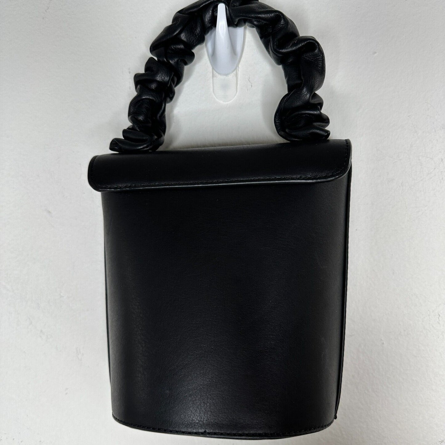 NWOT & Other Stories Black Scrunchy Handle Leather Barrel Snap Purse Satchel
