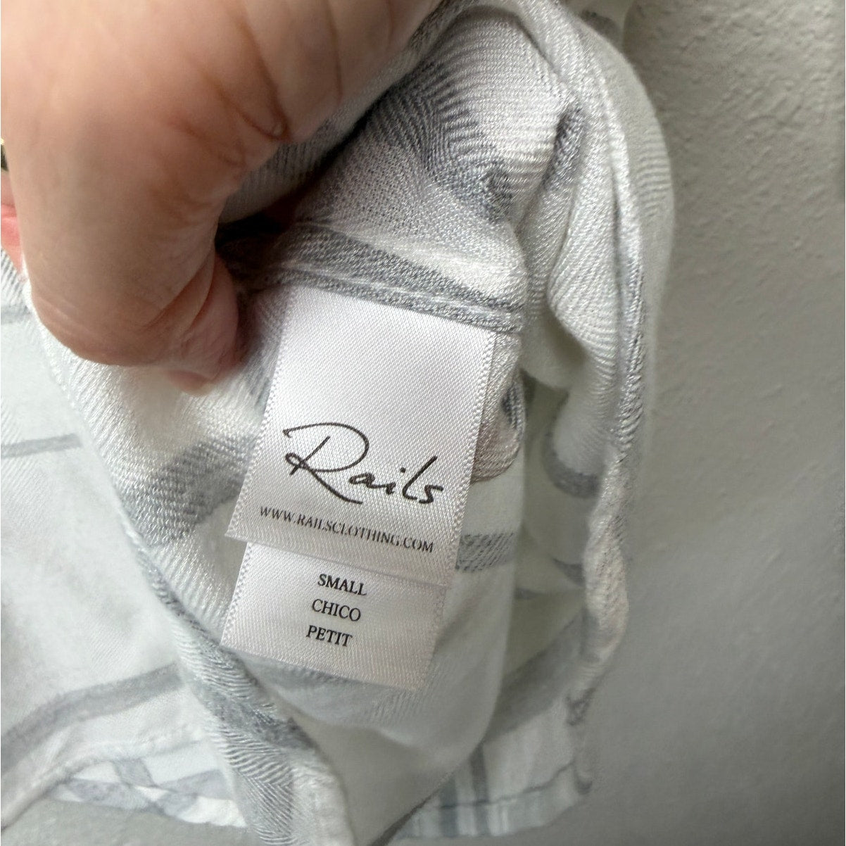 Rails Hunter Shirt White Fog Gray Plaid Button Front US S