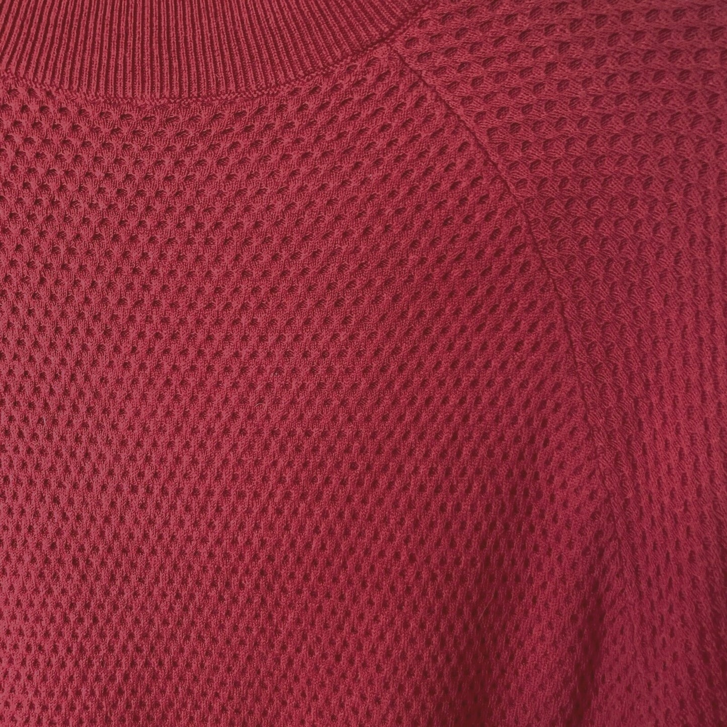 Target Prologue Red Waffle Knit Mock Neck Long Sleeve Sweater S Cotton Wool