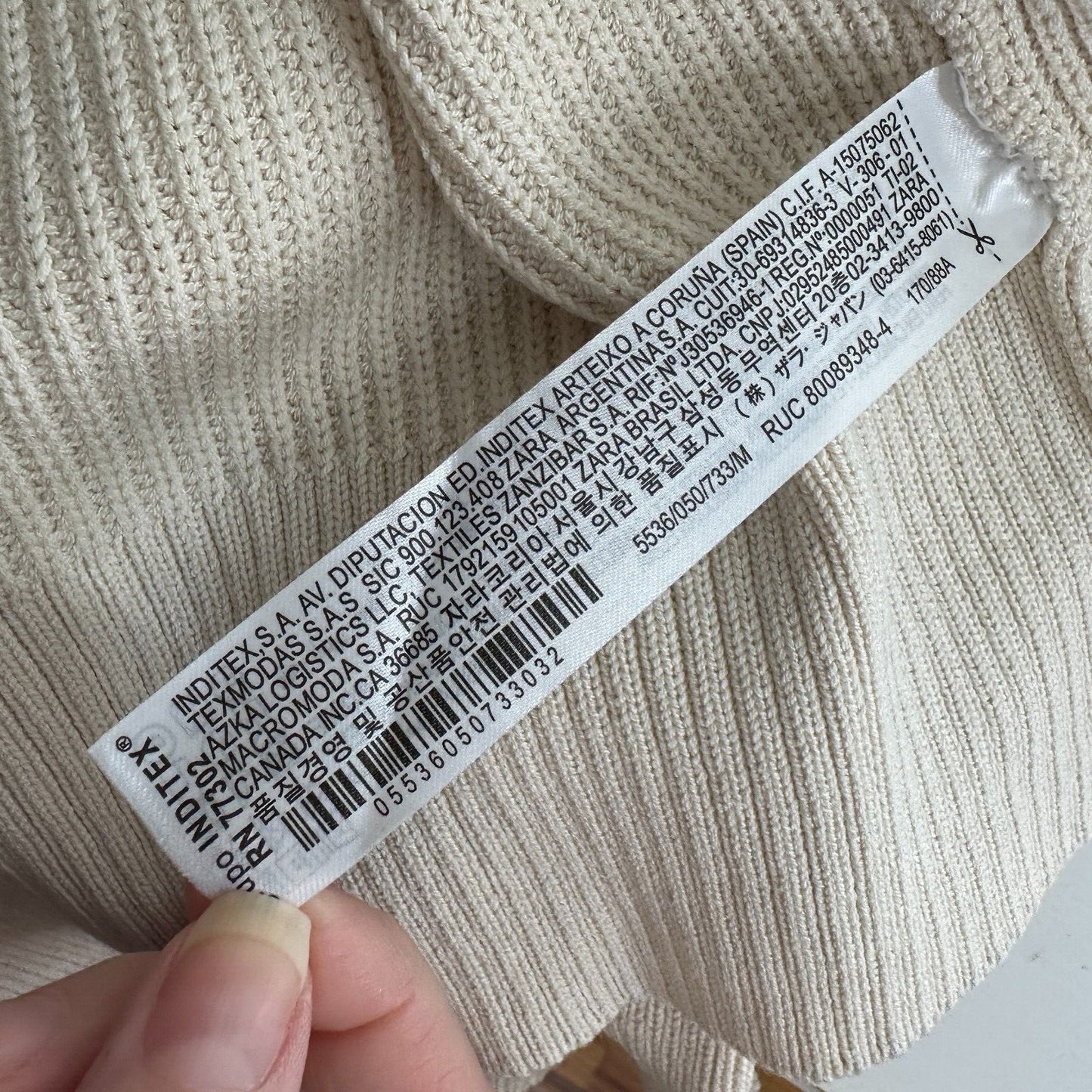 Zara Cream Heavy Ribbed Knit Longline Open Face Cardigan Sweater Ribbed Medium