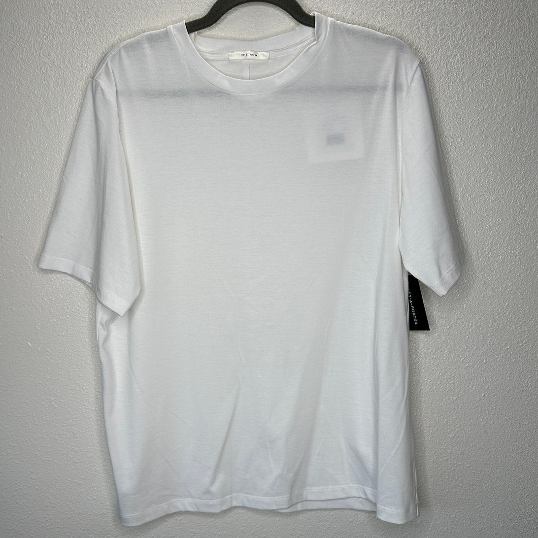 NWT The Row White Chiara Pima Cotton Crewneck Back Seam T-Shirt L