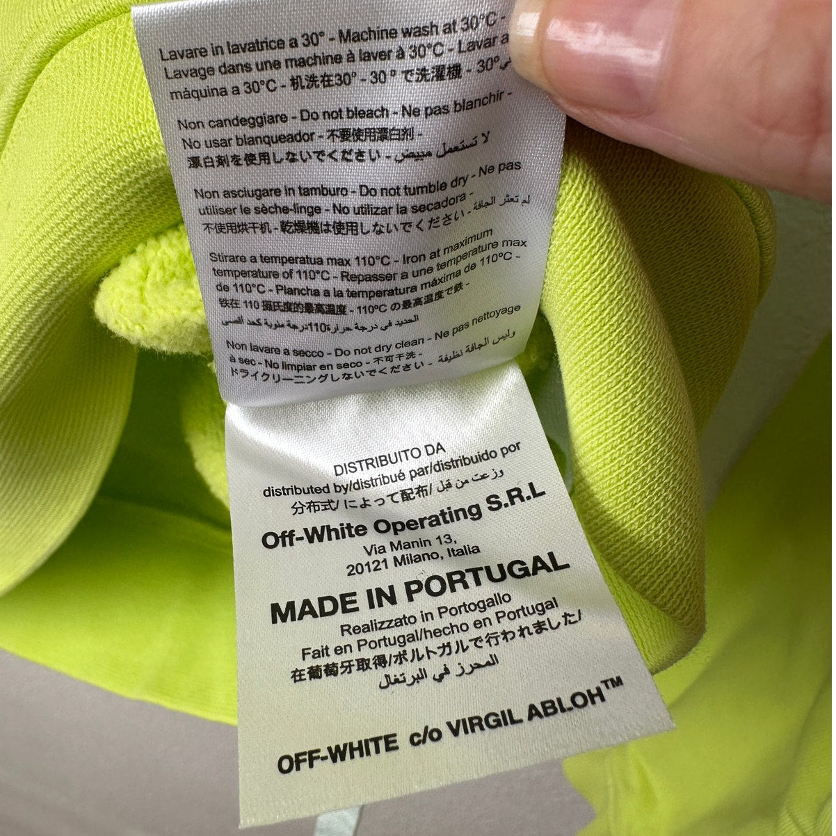 Off-White Contracting Graphic Print Hoodie Lime/Yellow Unisex S
