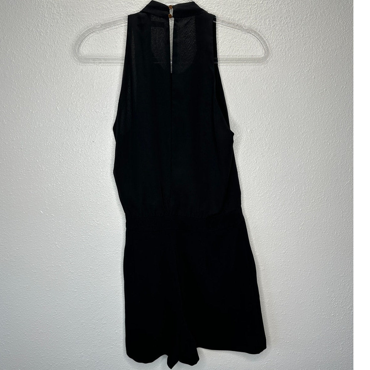 Zara Basic Black Sheer Mesh High Neck Sleeveless Keyhole Back Romper S