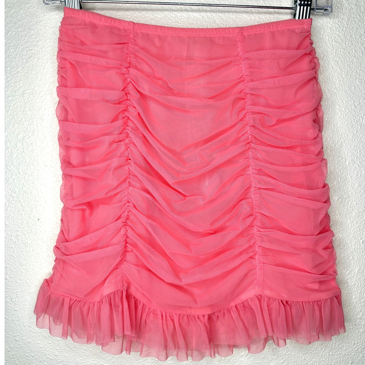 NWT Victorias Secret Pink Mesh Pleated Ruched Ruffle Stretch Mini Skirt 6