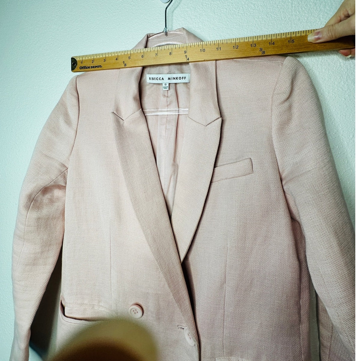 Rebecca Minkoff Pink Linen Blend Blazer Jacket Size 0 Double Button Chic