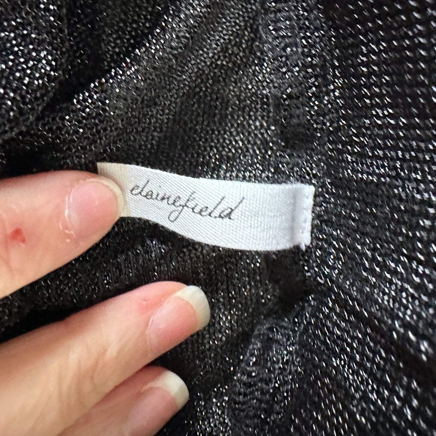 Elaine Field Black Metallic Shimmer & Sheer Mesh Tie Waist Slash Pocket Pants 1