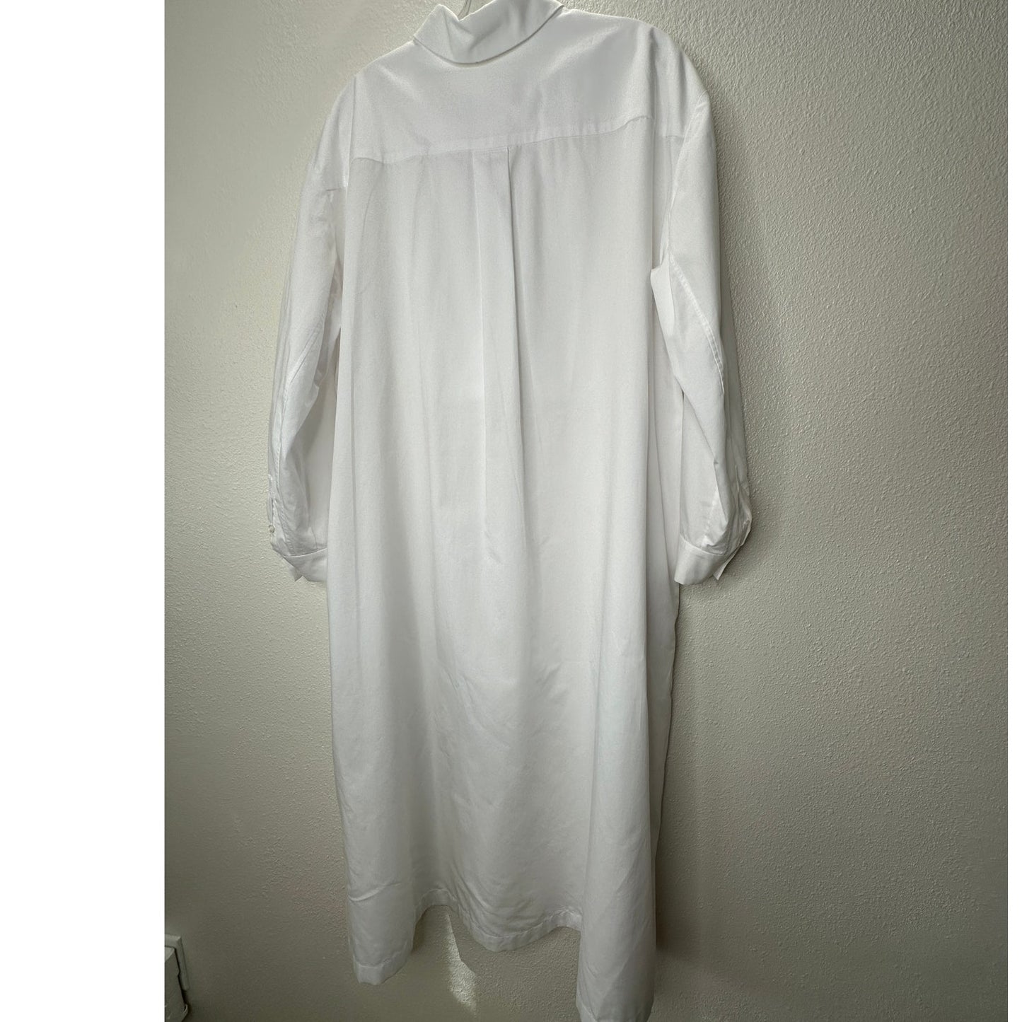 Mina Perhonen Siipi Cotton Silk White 3/4 Button Long Sleeve Shirt Dress 38 / Small