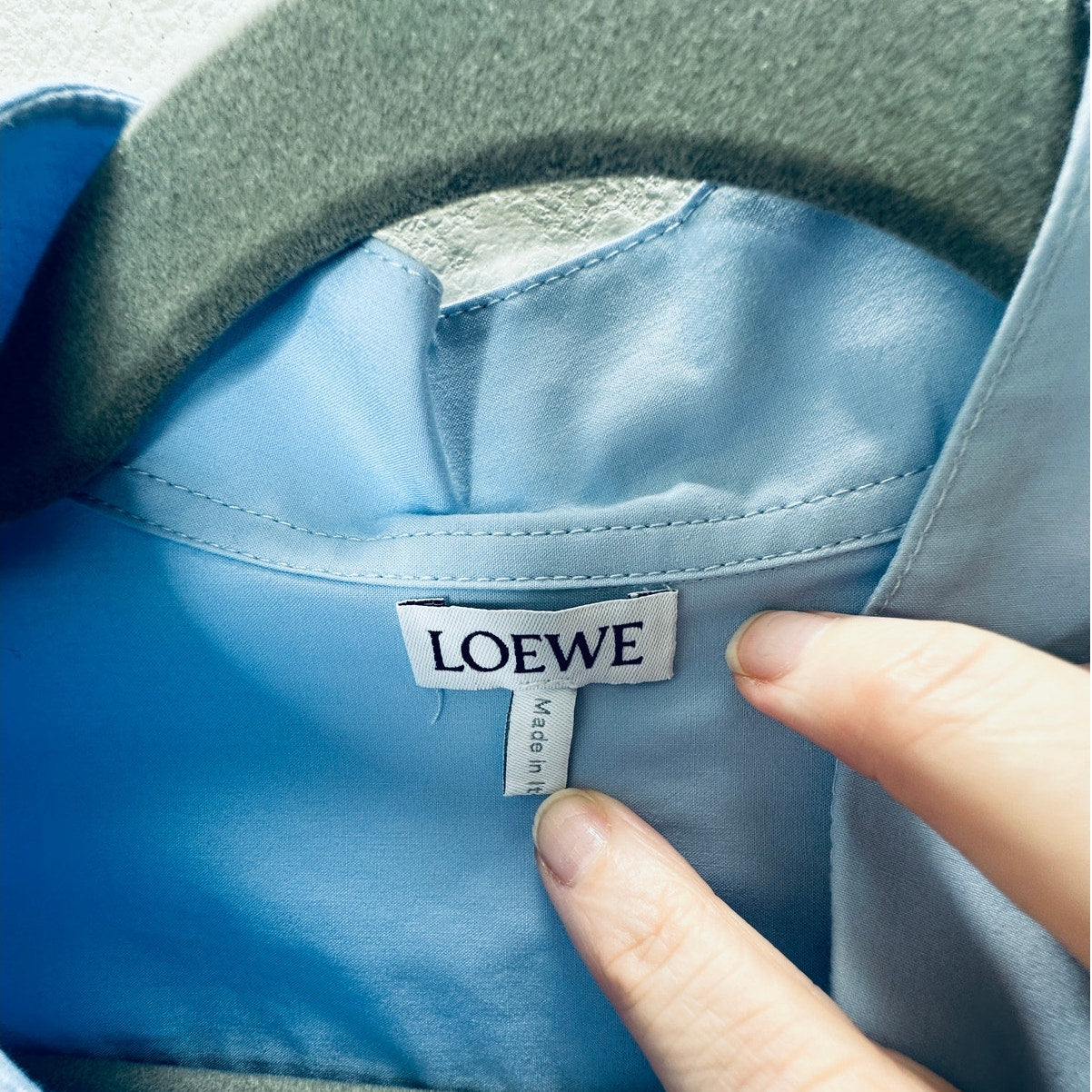 Loewe Light Blue Front Button Split Side Asymmetrical Hem Shirt Dress S