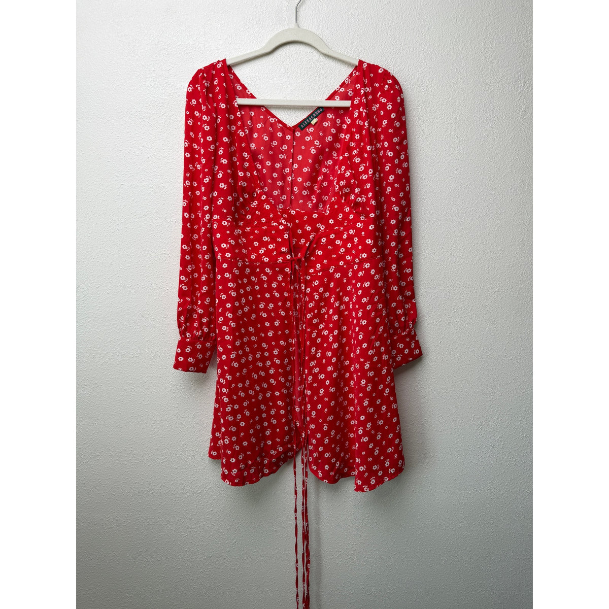 ALEXACHUNG Red Floral Wrap Mini Dress Women US 2