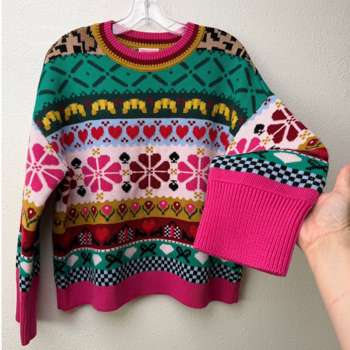 Kate Spade Multicolor Wool Mohair Floral Heart Sweater - S
