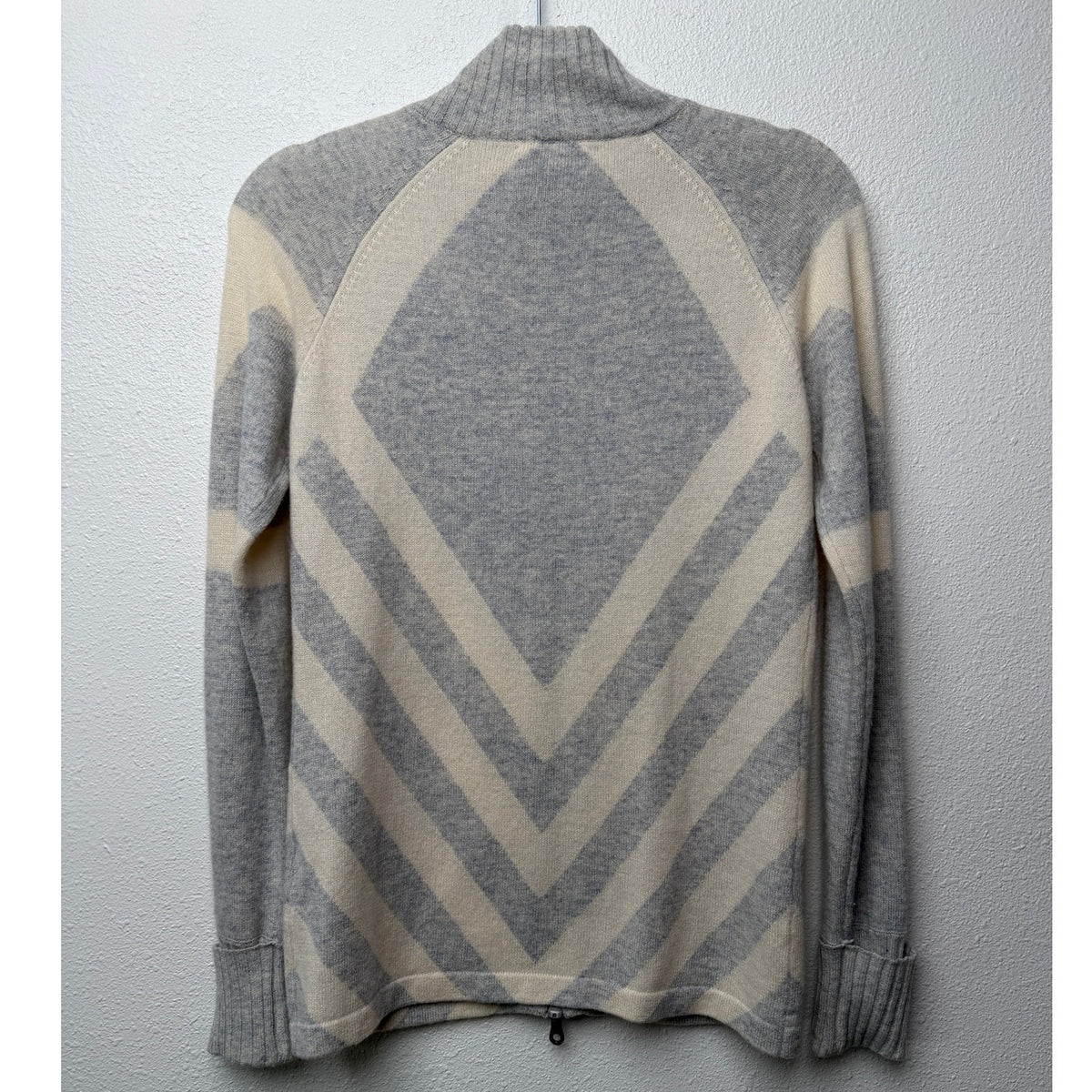 Minnie Rose Gray Ivory Cashmere Zip Cardigan Women S