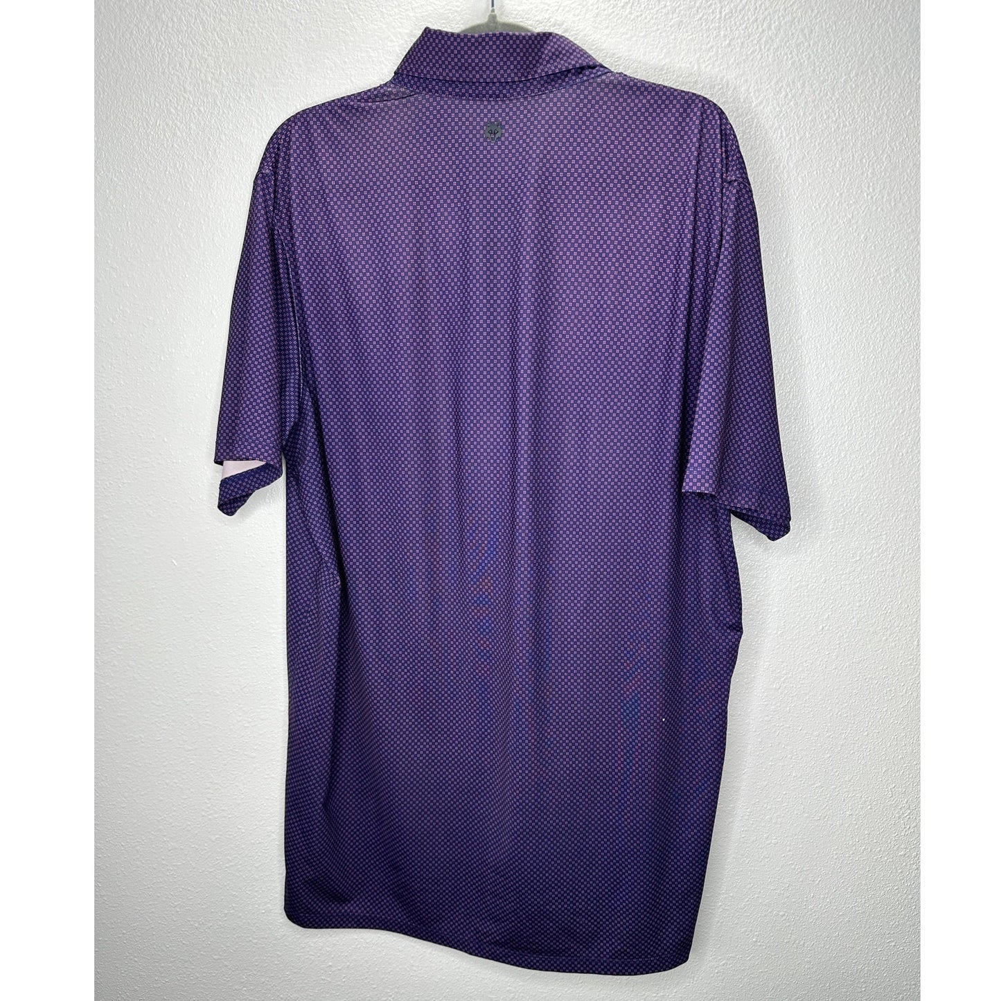 Greyson Purple & Red Square Polka Dot Design Golf Shirt L
