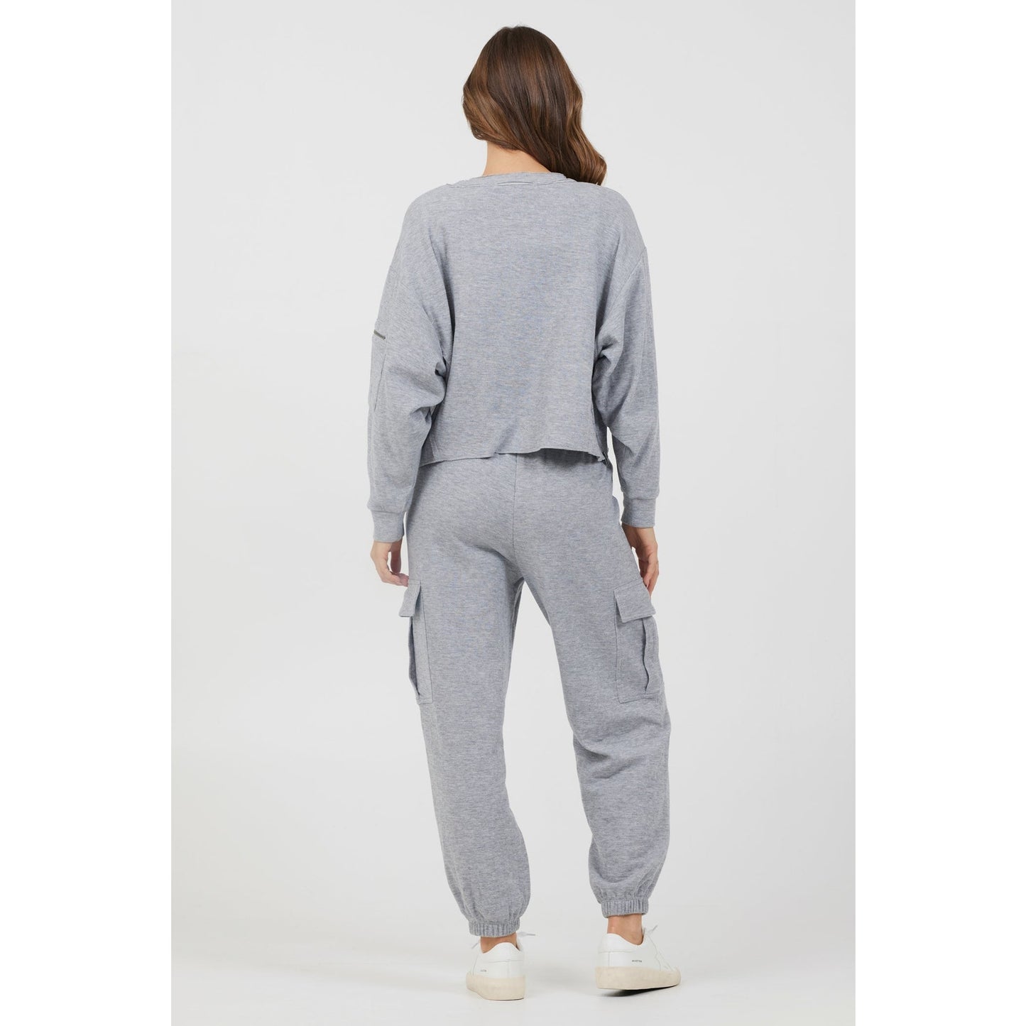 Vintage Havana Gray Crew Neck Utility Jersey Top & Cargo Sweat Pants M