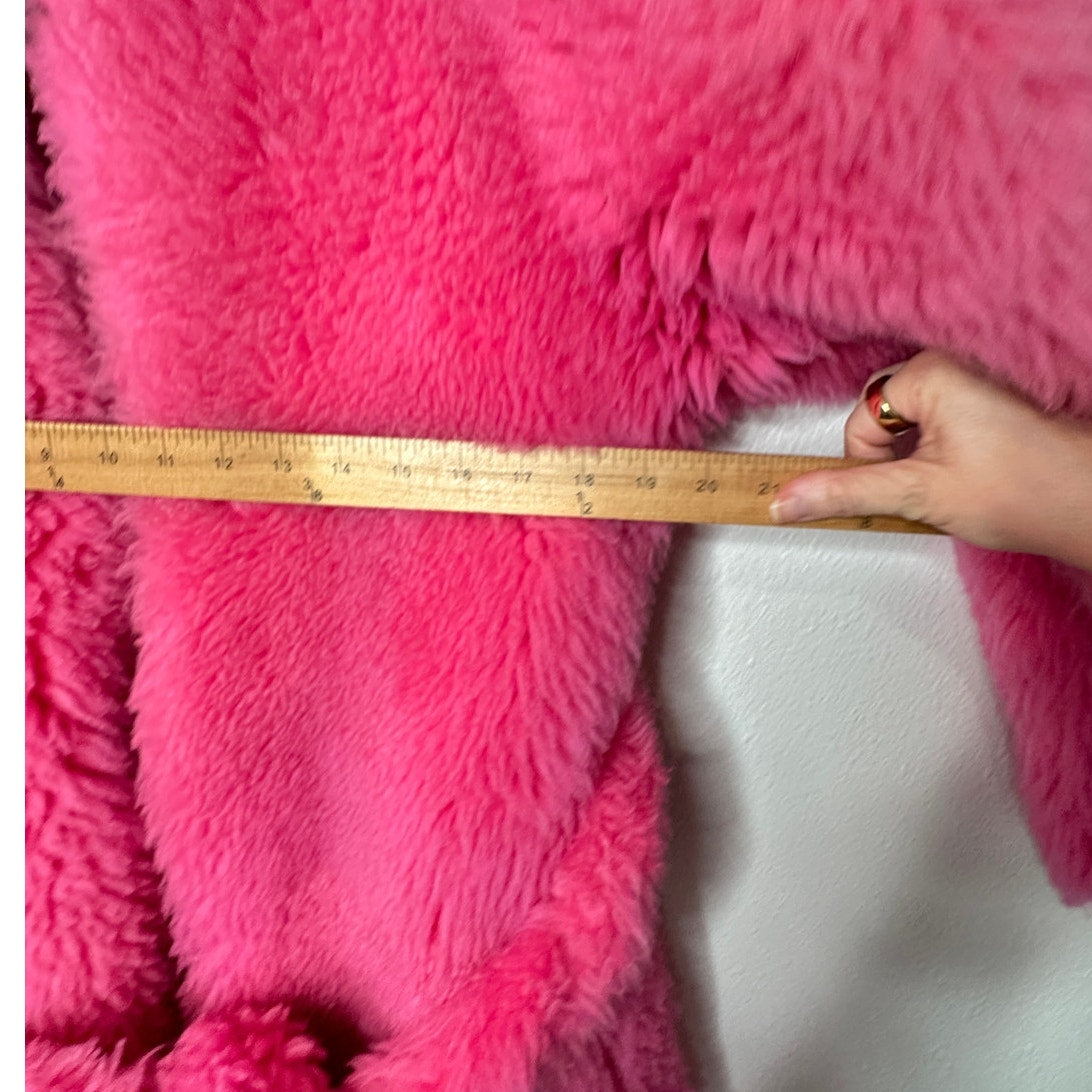 Celine Pink Shearling Belted Longline Coat Women’s Size 8
