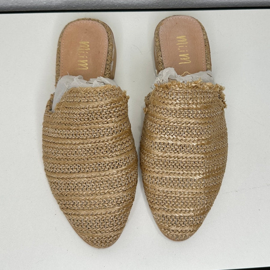 Mi.iM Ally Tan Pointed Toed Woven Textile Upper with Leather Sole Mule Flats 7