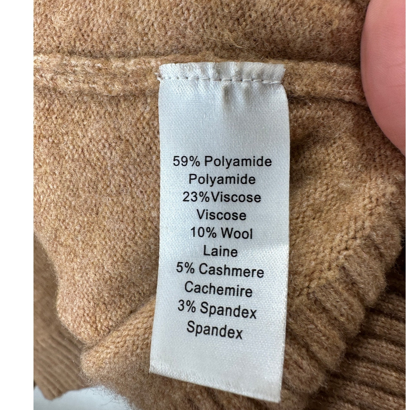 Marissa Webb Blake Camel Brown Button Cashmere Blend Turtleneck Sweater M