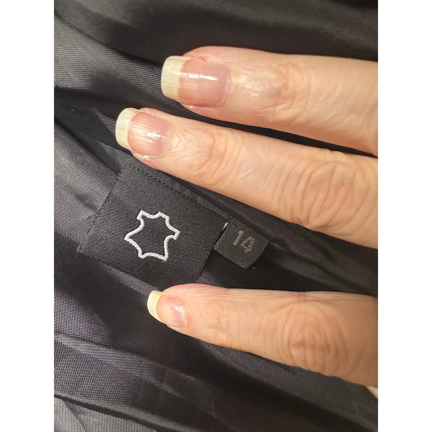 Carrie Hoxton Black Leather Moto Biker Jacket Women’s 14 Belted Zip