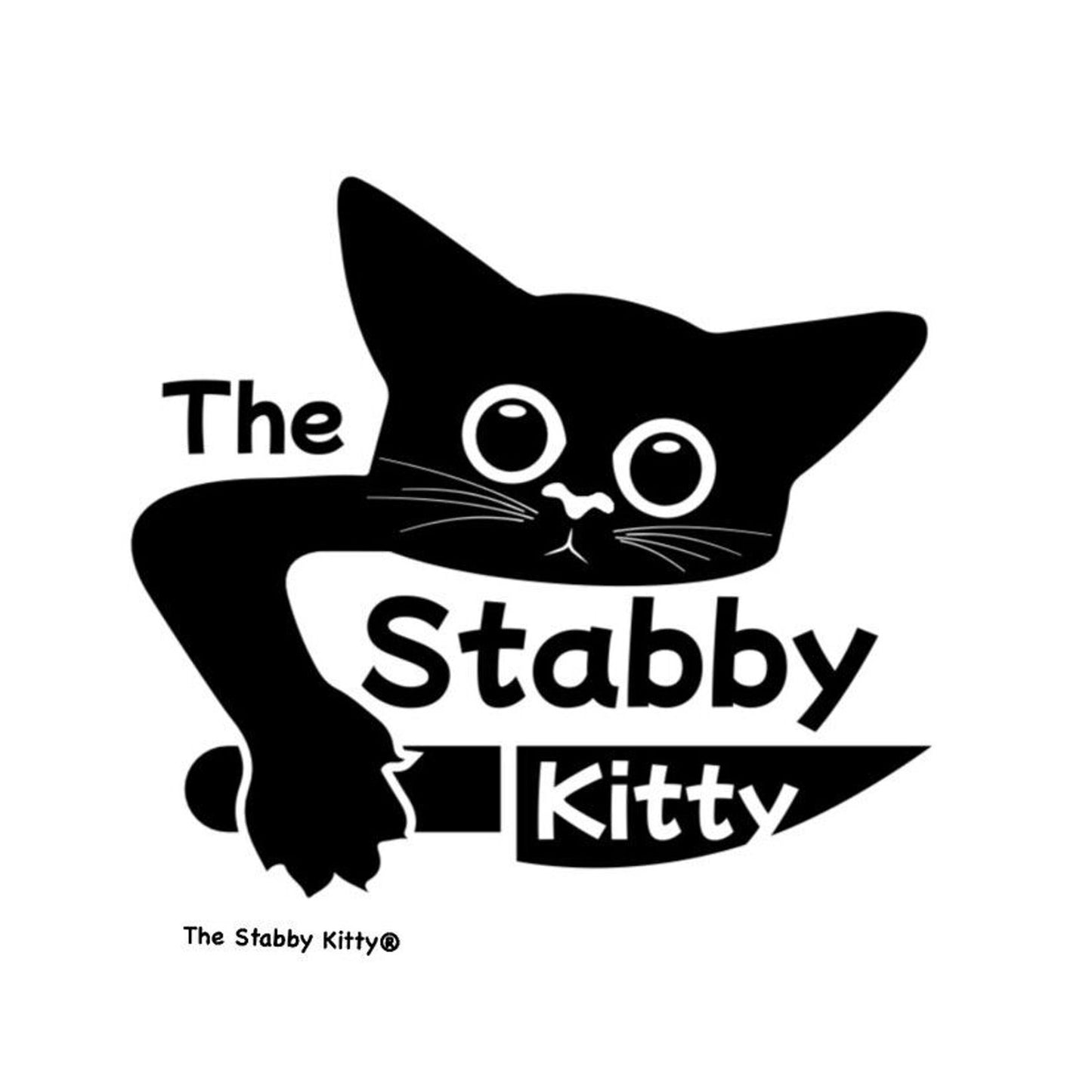 The Stabby Kitty® Soft Cotton White&Black Logo Relaxed Drop Shoulder Crop Top S