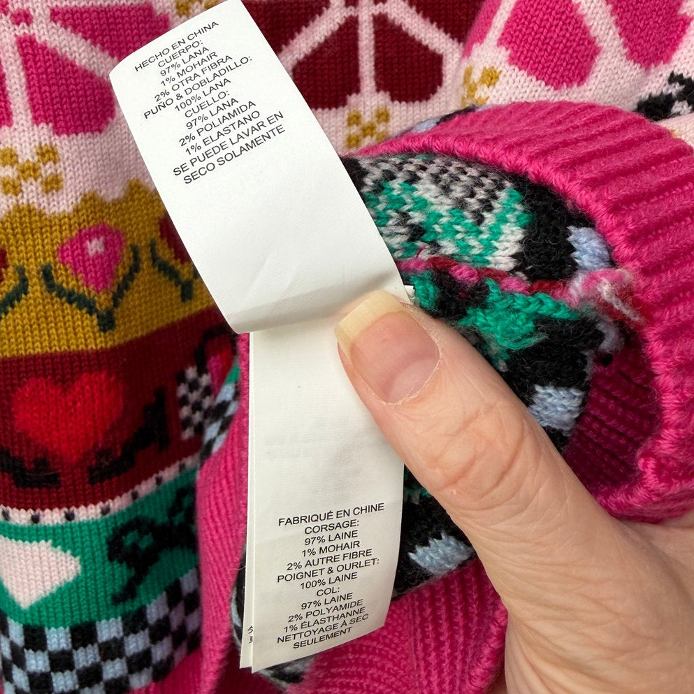 Kate Spade Multicolor Wool Mohair Floral Heart Sweater - S