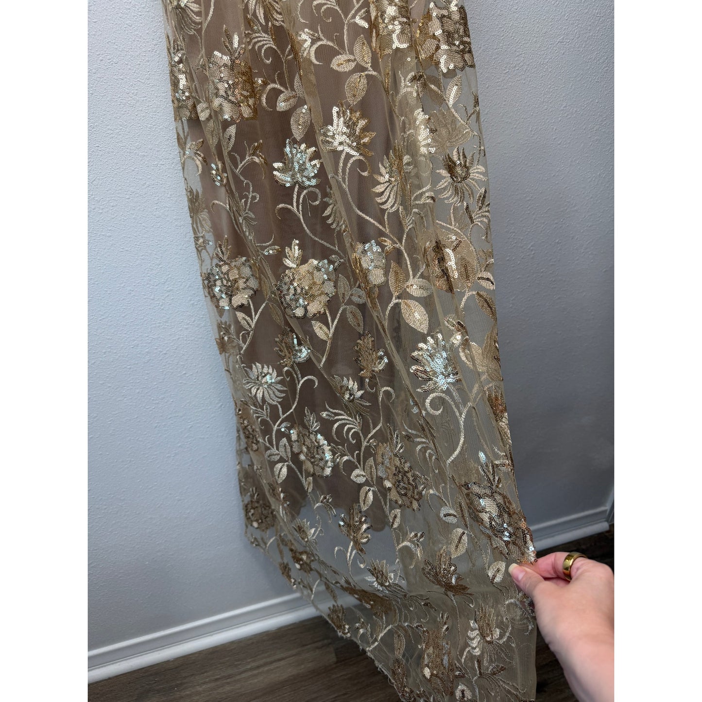 Sue Wong Beaded Sequin V-Neck Floral Dress 16