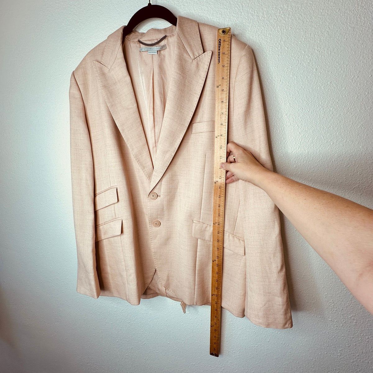 Stella McCartney Light Peach Front Button Viscose Linen Blazer Jacket 42