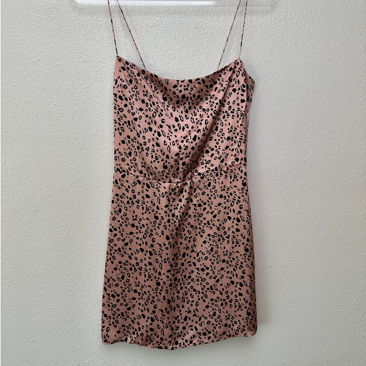 Reformation Silk Cheetah Mini Dress Pink/Black US 6 Spaghetti Strap
