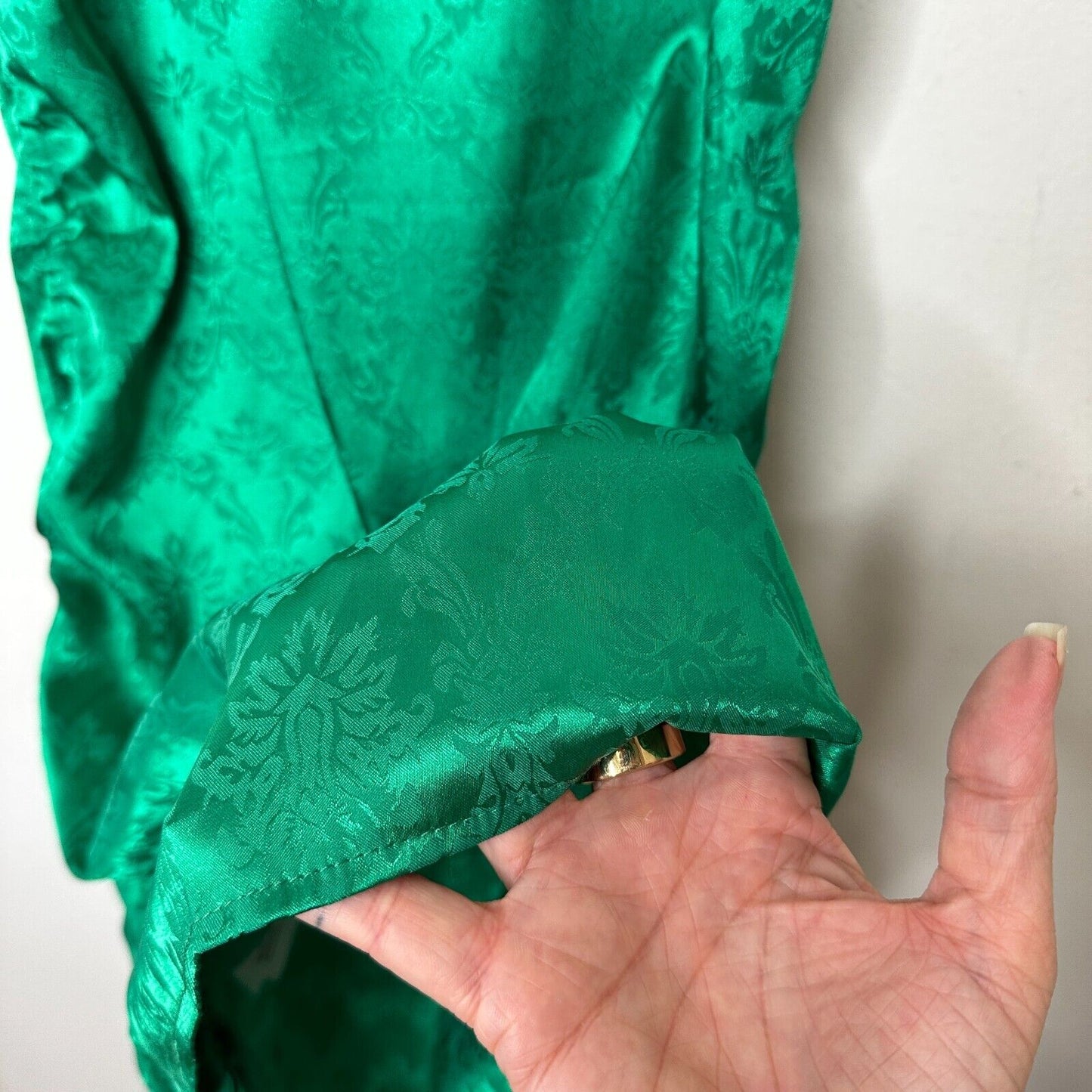 Missguided Emerald Green Satin Ruched Side Spaghetti Strap Mini Slip Dress 6