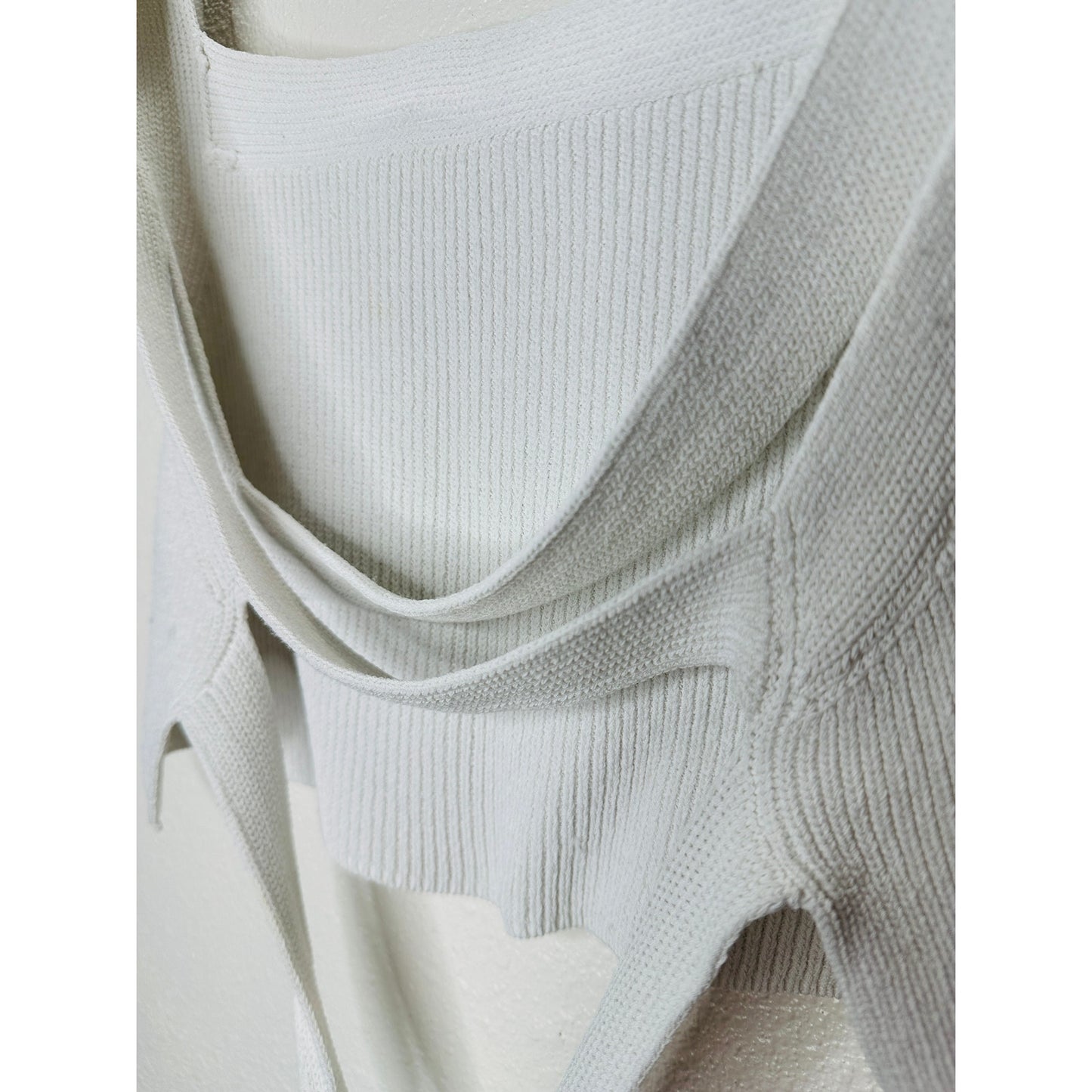 Wilfred Ivory White Knit Criss Cross Crop Sweater Top Large