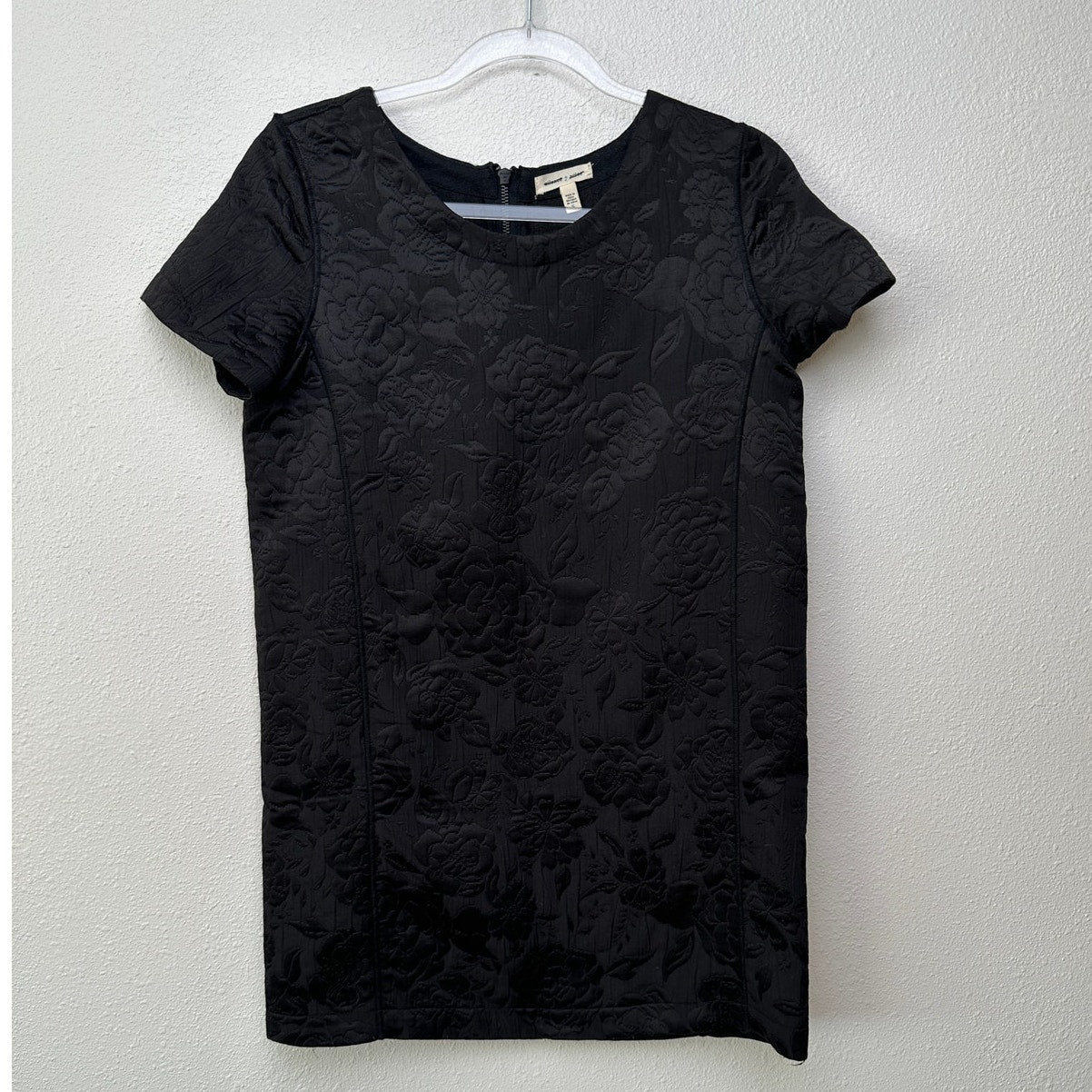 Silence and Noise Women’s Black Floral Jacquard Mini Dress US S Short Sleeve